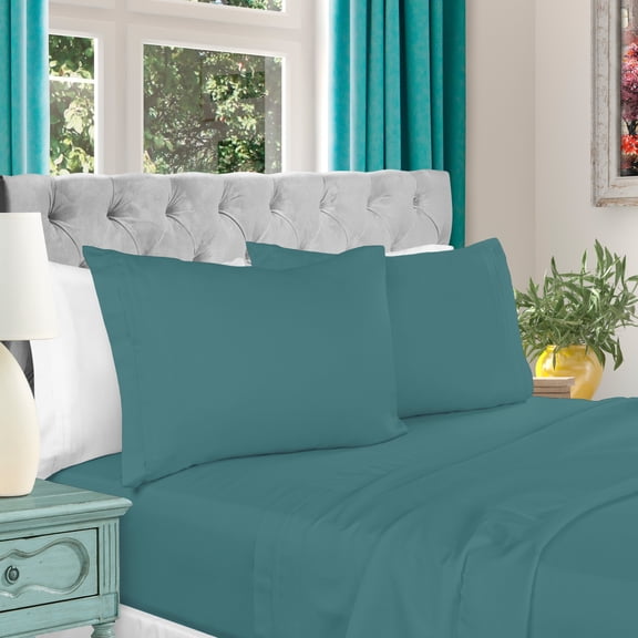 BNM Egyptian Cotton Bed Sheet Set, California King, Deep Sea