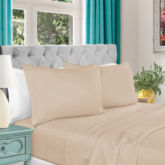 BNM Egyptian Cotton Bed Sheet Set, California King, Tan