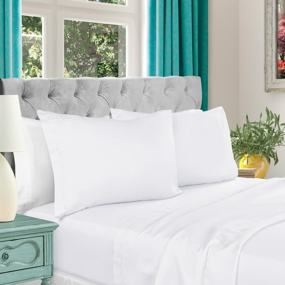 BNM Egyptian Cotton Bed Sheet Set, California King, White