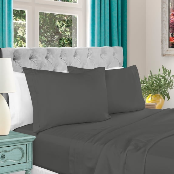 BNM Egyptian Cotton Bed Sheet Set, King, Grey