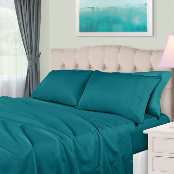 BNM Egyptian Cotton Eco-Friendly 650 TC Sheet Set, Twin, Caribbean