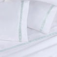 thumbnail image 1 of BNM Egyptian Cotton Embroidered Pillowcase Set, King, White-Blue, 1 of 6