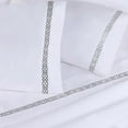 thumbnail image 1 of BNM Egyptian Cotton Embroidered Pillowcase Set, King, White-Charcoal, 1 of 6