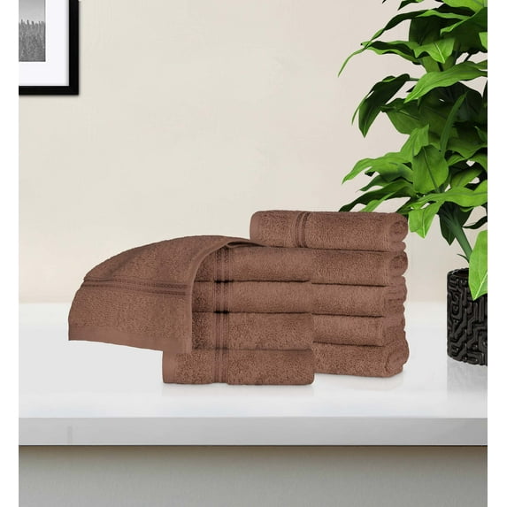 BNM Egyptian Cotton Luxury 10 Piece Washcloth Set, Mocha