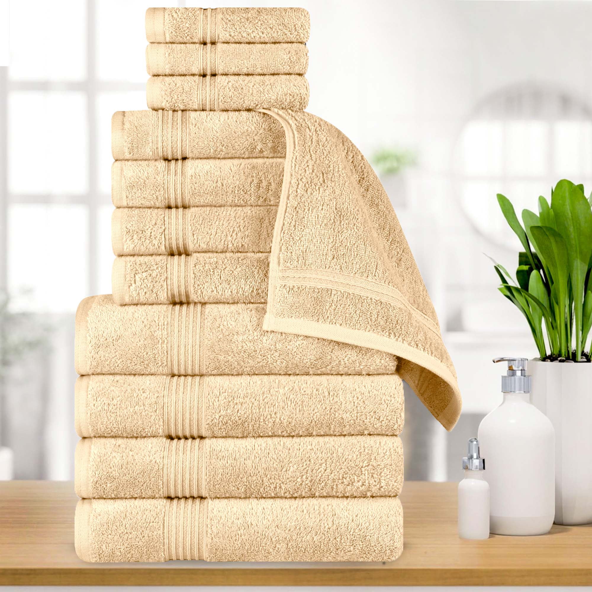 Yellow and grey towel sets sale