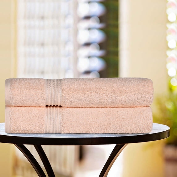 BNM Egyptian Cotton Luxury 2 Piece Bath Sheet Set, Peach