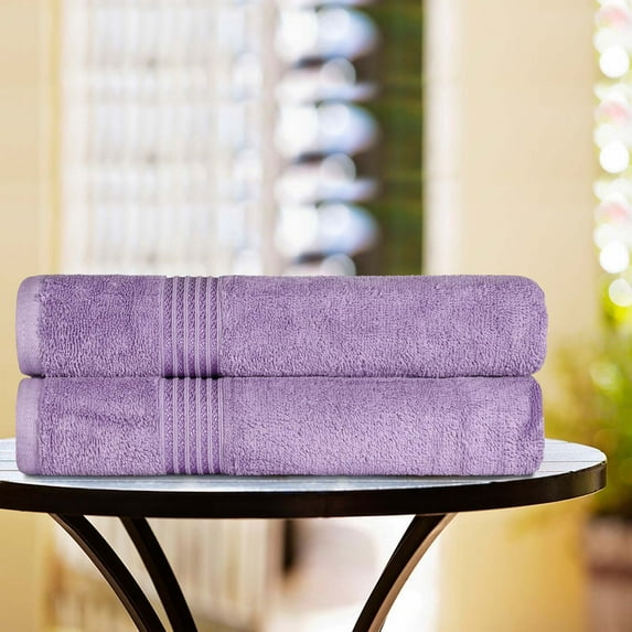 BNM Egyptian Cotton Luxury 2 Piece Bath Sheet Set, Royal Purple
