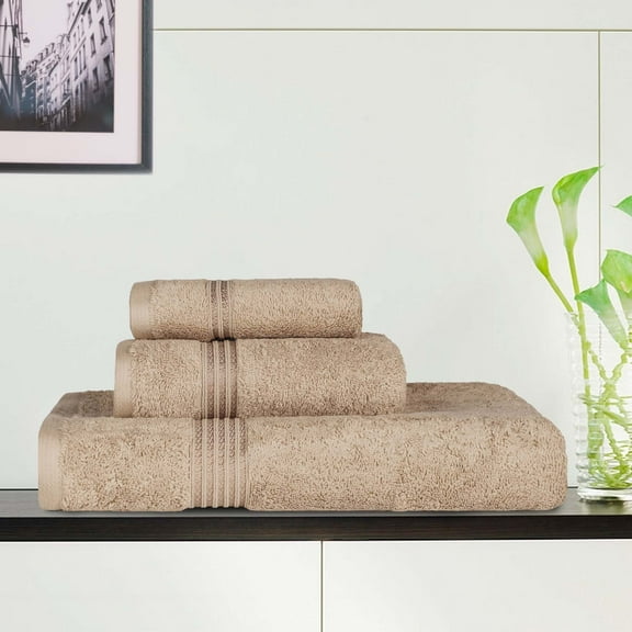 BNM Egyptian Cotton Luxury 3 Piece Towel Set, Taupe