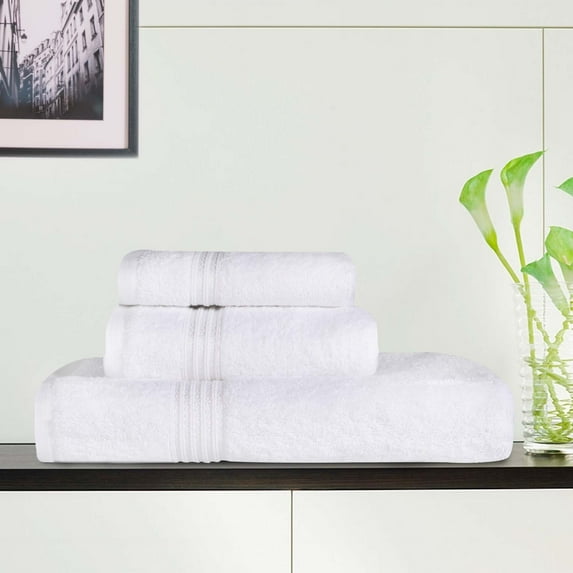BNM Egyptian Cotton Luxury 3 Piece Towel Set, White