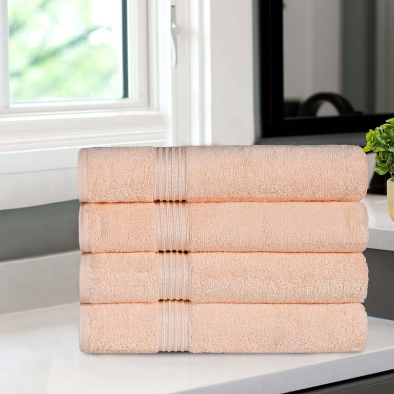 100% Cotton 4-Piece Bath Towel Set, Peach