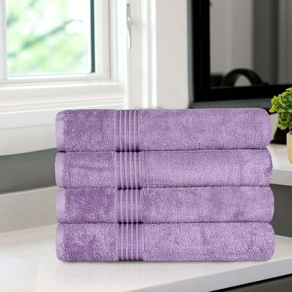 BNM Egyptian Cotton Luxury 4 Piece Bath Towel Set, Royal Purple