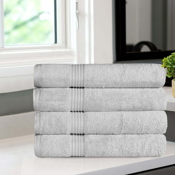 BNM Egyptian Cotton Luxury 4 Piece Bath Towel Set, Silver