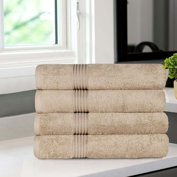 BNM Egyptian Cotton Luxury 4 Piece Bath Towel Set, Taupe