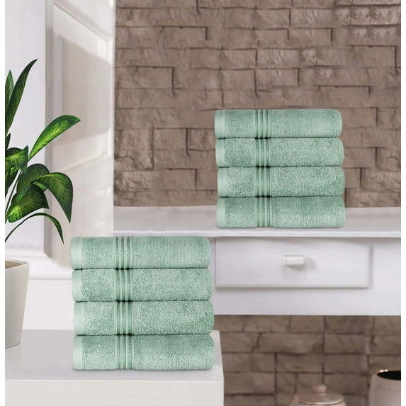 BNM Egyptian Cotton Luxury 8 Piece Hand Towel Set, Sage