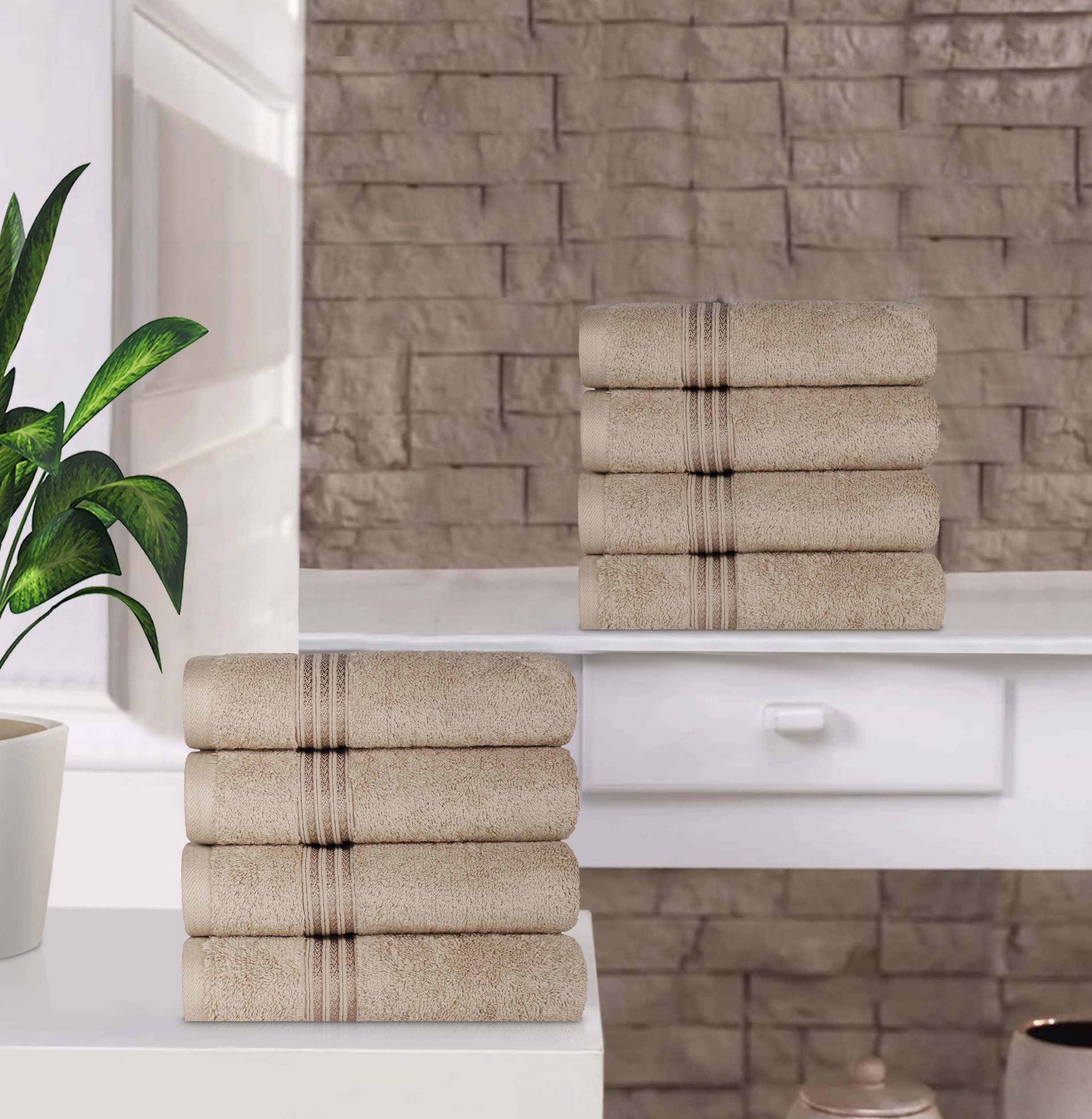 Oversized Taupe Egyptian Cotton 8 Piece Hand Towel Set