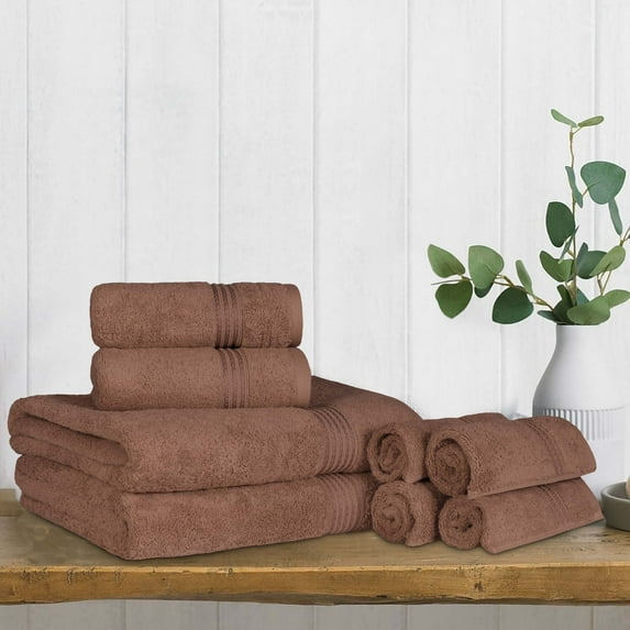 BNM Egyptian Cotton Luxury 8 Piece Towel Set, Mocha