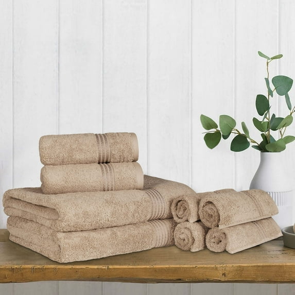 BNM Egyptian Cotton Luxury 8 Piece Towel Set, Taupe