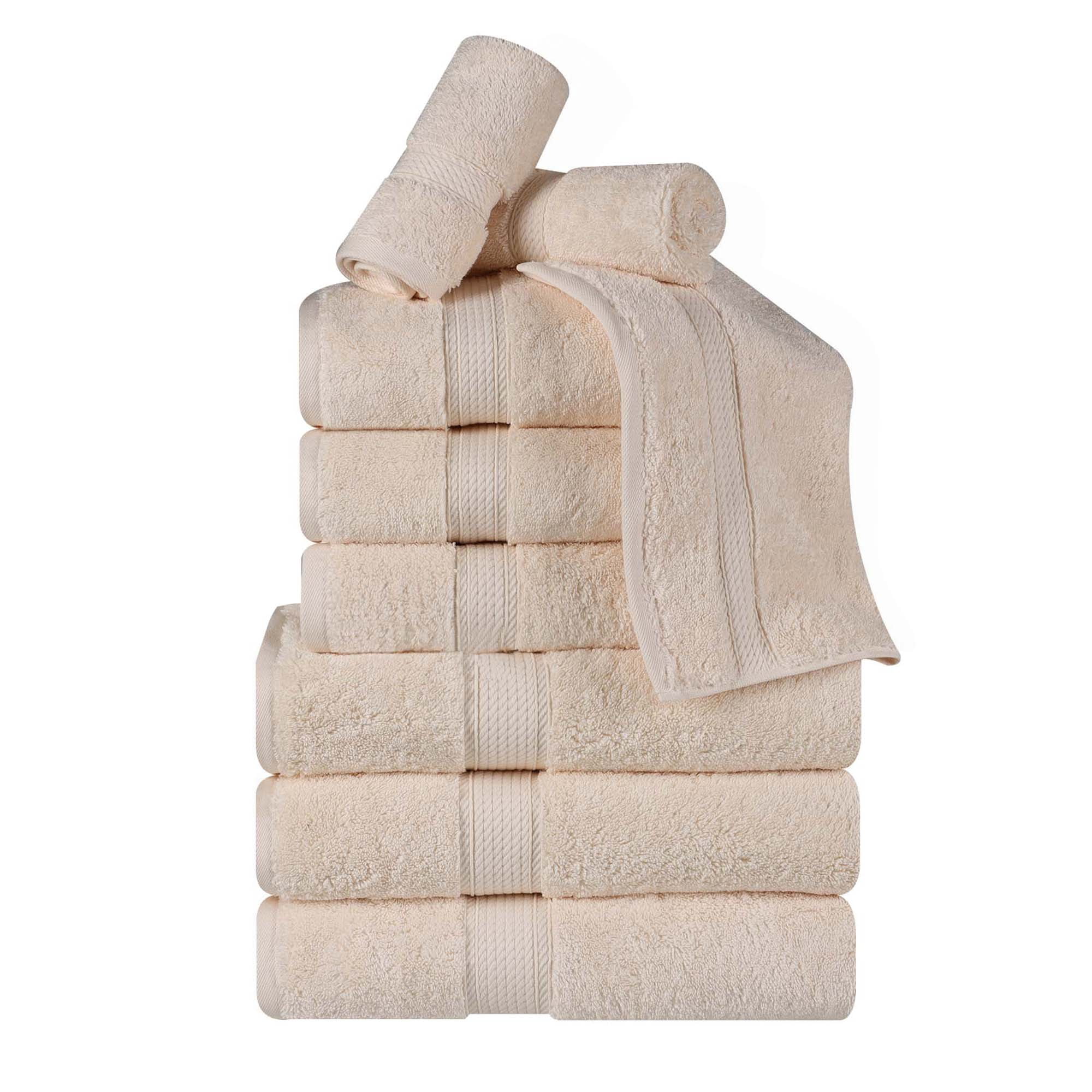 BNM Egyptian Cotton Luxury 800 GSM 9 Piece Towel Set, Cream