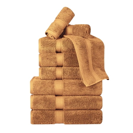 BNM Egyptian Cotton Luxury 800 GSM 9 Piece Towel Set, Orange