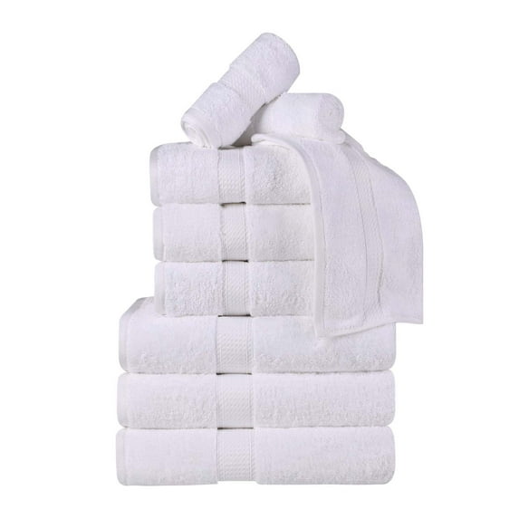 BNM Egyptian Cotton Luxury 800 GSM 9 Piece Towel Set, White