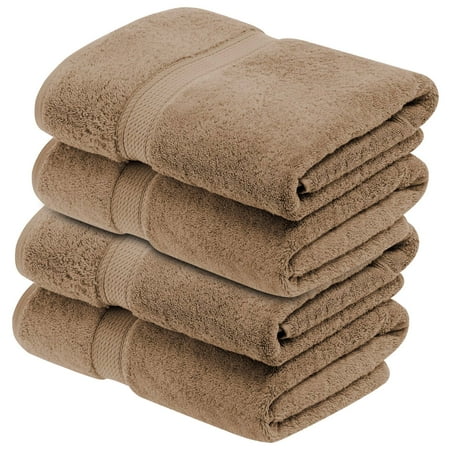 BNM Egyptian Cotton Luxury 800 GSM Bath Towel Set of 4, Brown