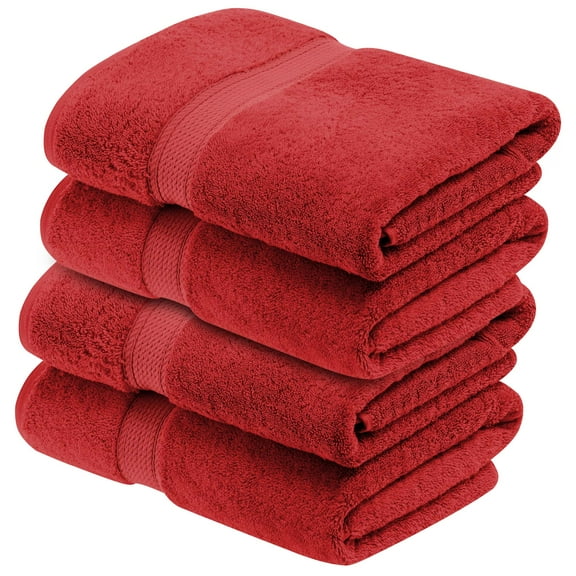 BNM Egyptian Cotton Luxury 800 GSM Bath Towel Set of 4, Red