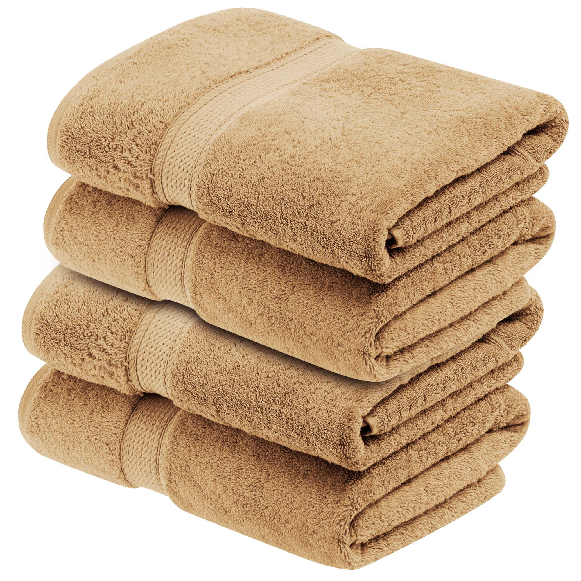 Bnm Egyptian Cotton Solid 12-Piece Towel Set, Trendy Colors, Beige