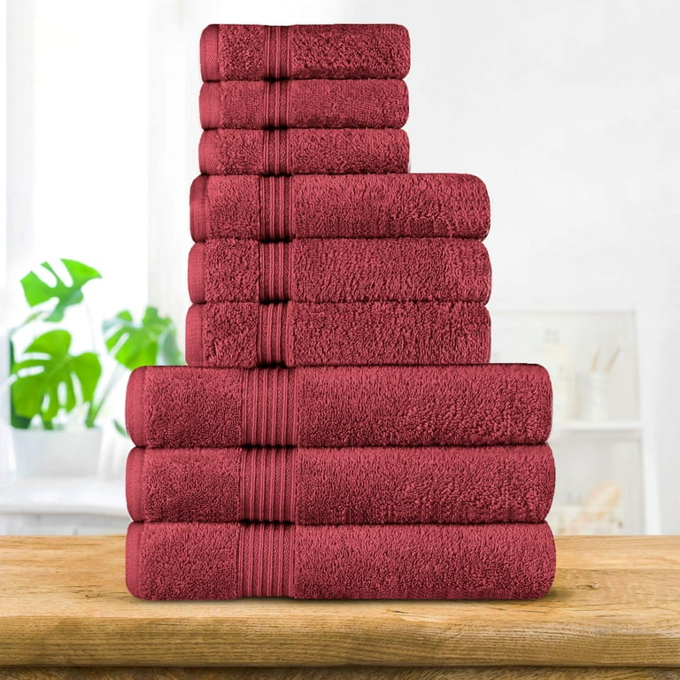 BNM Egyptian Cotton Luxury 8 Piece Hand Towel Set, Light Blue