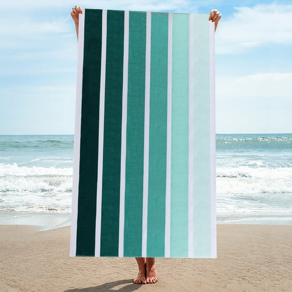 BNM Faded Stripes Cotton Oversized Beach Towel, Green