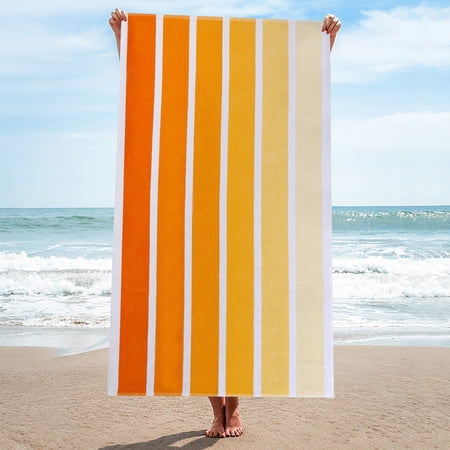BNM Faded Stripes Cotton Oversized Beach Towel, Yellow