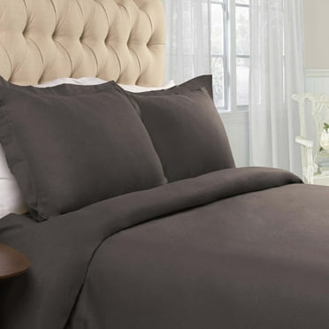 BNM Flannel Cotton Solid Duvet Set, Twin, Charcoal