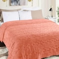 thumbnail image 1 of BNM Fleece Boho Knit Jacquard Blanket, Full/Queen, Blush, 1 of 7
