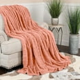 thumbnail image 1 of BNM Fleece Boho Knit Jacquard Blanket, Throw, Blush, 1 of 7