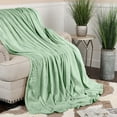 thumbnail image 1 of BNM Fleece Diamond Fluffy Blanket, Throw, Sea Foam, 1 of 6