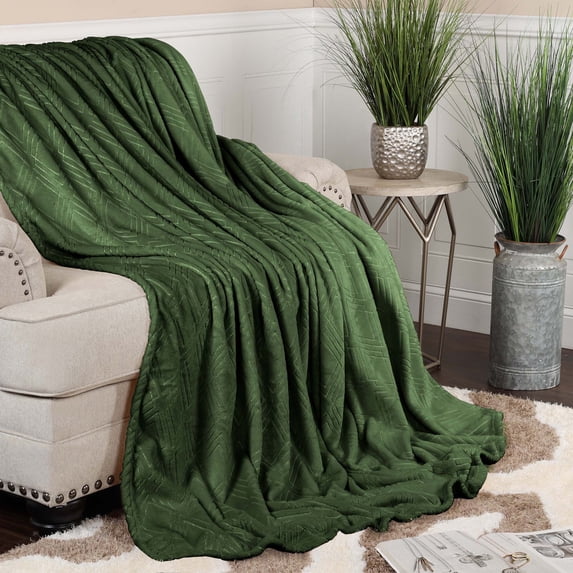 BNM Fleece Diamond Fluffy Blanket, Throw XL, Green
