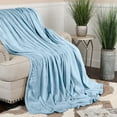 thumbnail image 1 of BNM Fleece Diamond Fluffy Blanket, Throw XL, Light Blue, 1 of 7