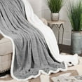 thumbnail image 1 of BNM Fleece Sherpa Reversible Lattice Blanket, Throw XL, Platinum, 1 of 7