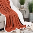 thumbnail image 1 of BNM Fleece Sherpa Reversible Lattice Blanket, Throw XL, Rust, 1 of 6