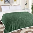 thumbnail image 1 of BNM Fleece Sherpa Reversible Lattice Blanket, Twin, Green, 1 of 7