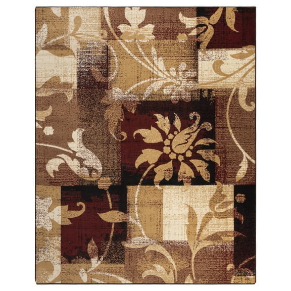 BNM Floral Damask Indoor Area Rug, 3' x 5', Burgundy