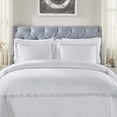 thumbnail image 1 of BNM Greek Key Embroidered Cotton Duvet Cover Set, Full/Queen, White/Silver, 1 of 9