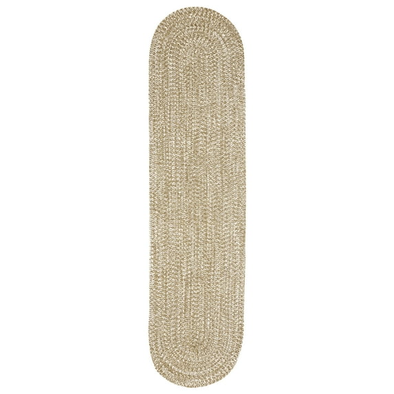 BNM Indoor/ Outdoor Multihued Oval Rug, 2' x 8', Canvas- White