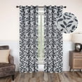 thumbnail image 1 of BNM Leaves Blackout Curtains, Set of 2, 52" x 108", White-Navy Blue, 1 of 7