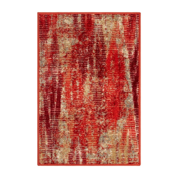 BNM Modern Brushstroke Non-Slip Washable Indoor Area Rug, 2' x 3', Orange