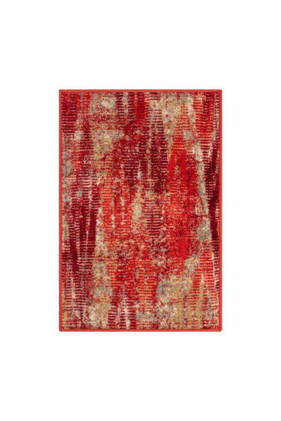 BNM Modern Brushstroke Non-Slip Washable Indoor Area Rug, 2' x 3', Orange