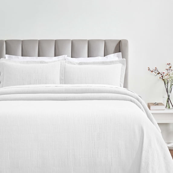 BNM Modern Cotton Matelasse Bedspread Set, Full, White