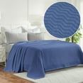 thumbnail image 1 of BNM Modern Cotton Textured Chevron Woven Blanket, California King, Merritt Blue, 1 of 14