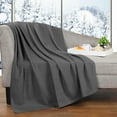 thumbnail image 1 of BNM Modern Cotton Textured Chevron Woven Blanket, Throw, Charcoal, 1 of 12