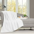 thumbnail image 1 of BNM Modern Cotton Textured Striped Woven Blanket, Throw, White, 1 of 10