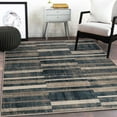 thumbnail image 1 of BNM Modern Farmhouse Wide Striped Indoor Area Rug, 8' x 10', Blue/ Cream, 1 of 7